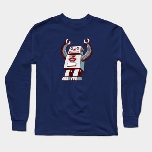 Retro Robot Illustration Long Sleeve T-Shirt